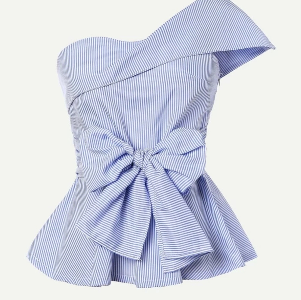 Blue and white striped top
